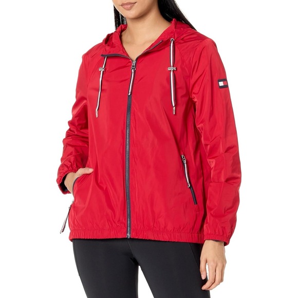 Tommy Hilfiger Women's Lightweight, Weather-Resistant Red Windbreaker - Size S - Picture 1 of 14
